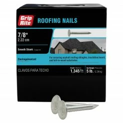 Best Pirce ✔️ Grip-Rite 11-Gauge Electro-Galvanized Steel Roofing Nails (5-lbs) ⭐