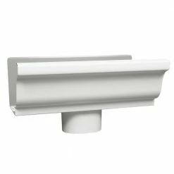 Best Sale ⌛ Amerimax Gutters 5.5-in x 10-in White K Style Gutter End with Drop ❤️
