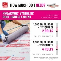 Cheapest ❤️ Owens Corning Roofing Underlayment ProArmor 42-in x 286-ft 1000-sq ft Synthetic Roof Underlayment 🤩 -Roofing Sales Shop 05434865