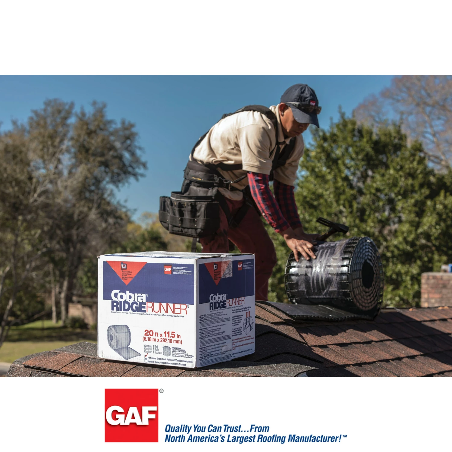 Promo π GAF Roof Ridge Vents Cobra Ridge Runner 13.4-in x 240-in Black Plastic Roll Roof Ridge Vent π 7 Promo π GAF Roof Ridge Vents Cobra Ridge Runner 13.4-in x 240-in Black Plastic Roll Roof Ridge Vent π - Image 5