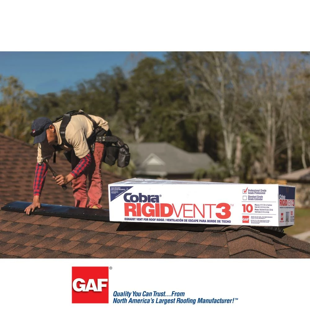 New ✔️ GAF Roof Ridge Vents Cobra Ridge Vent 3 13.7-in x 48-in Black Plastic Stick Roof Ridge Vent ⭐ 8 New ✔️ GAF Roof Ridge Vents Cobra Ridge Vent 3 13.7-in x 48-in Black Plastic Stick Roof Ridge Vent ⭐ - Image 6