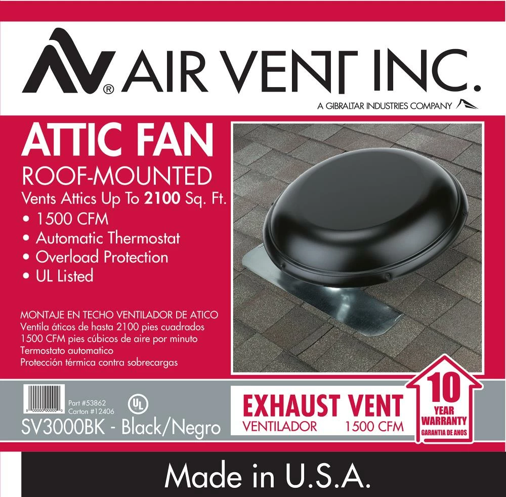 Brand new π Air Vent Power Roof Vents 1,500-CFM Black Galvanized Steel Electric Power Roof Vent β¨ 14 Brand new π Air Vent Power Roof Vents 1,500-CFM Black Galvanized Steel Electric Power Roof Vent β¨ - Image 12