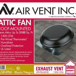 New 🤩 Air Vent Power Roof Vents 1,500-CFM Black Galvanized Steel Electric Power Roof Vent ⭐ -Roofing Sales Shop 11376929