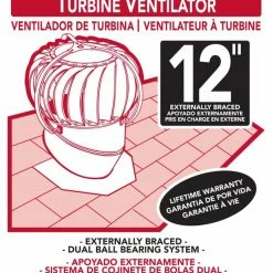 Deals ⭐ Air Vent Roof Turbine Vents Airhawk 12-in Aluminum Externally Braced Roof Turbine Vent 🎁 -Roofing Sales Shop 11994838