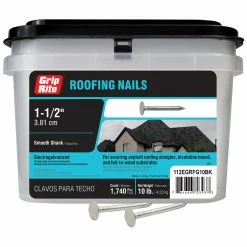 Flash Sale ❤️ Grip-Rite Roofing Nails 10lb Roofing Nail Electrogalvanized 1-1/2 in 🔥