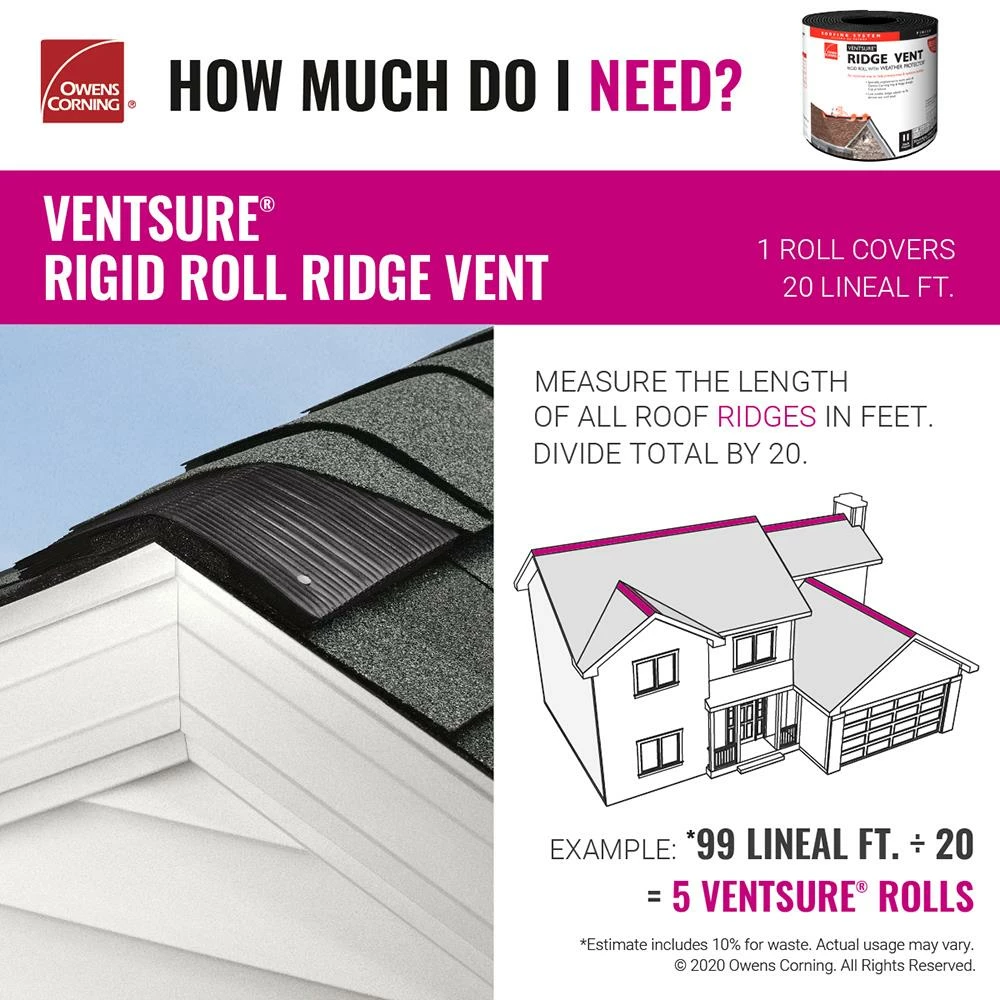Best Sale π Owens Corning Roof Ridge Vents VentSure 11-in x 240-in Black Plastic Roll Roof Ridge Vent π 7 Best Sale π Owens Corning Roof Ridge Vents VentSure 11-in x 240-in Black Plastic Roll Roof Ridge Vent π - Image 5